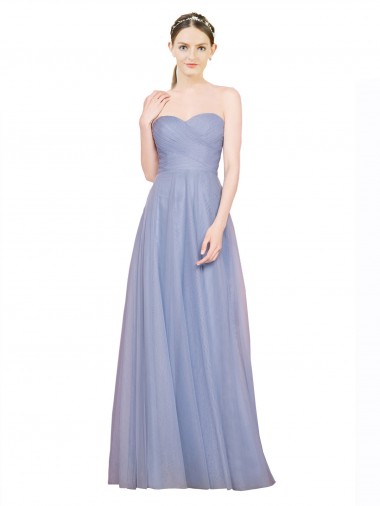 A-Line Strapless Tulle Long Light Sky Blue Formal Dress / Bridesmaid Dress Sydney