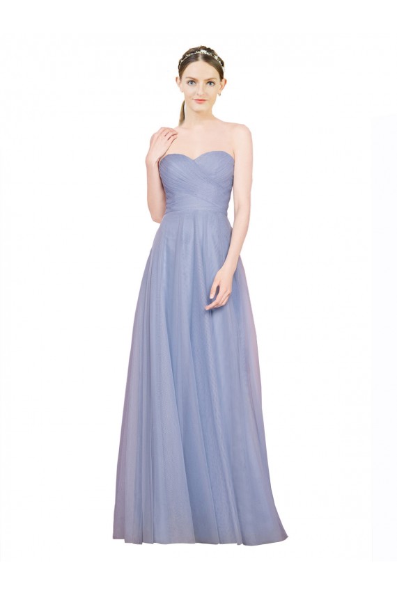 A-Line Strapless Tulle Long Light Sky Blue Formal Dress / Bridesmaid Dress Sydney