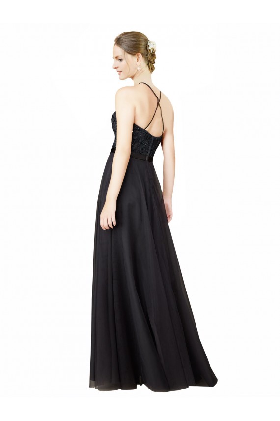 A-Line Sweetheart Tulle & Lace Long Slate Grey Bridesmaid Dress Sydney