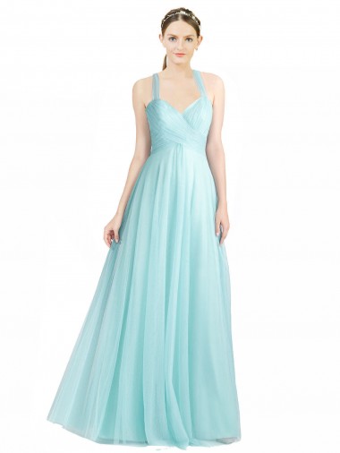 A-Line Sweetheart Tulle Long Mint Green Bridesmaid Dress Sydney