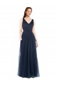 Sheath V-Neck Tulle Long Dark Navy Bridesmaid Dress Sydney