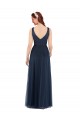 Sheath V-Neck Tulle Long Dark Navy Bridesmaid Dress Sydney