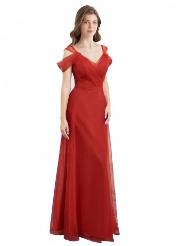 A-Line Sweetheart Tulle Long Red Formal Dress / Bridesmaid Dress Sydney