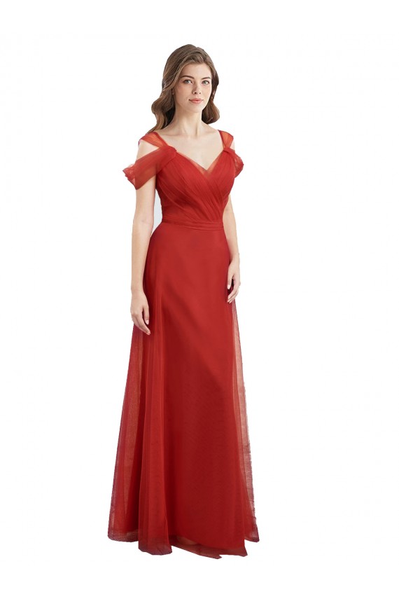 A-Line Sweetheart Tulle Long Red Formal Dress / Bridesmaid Dress Sydney