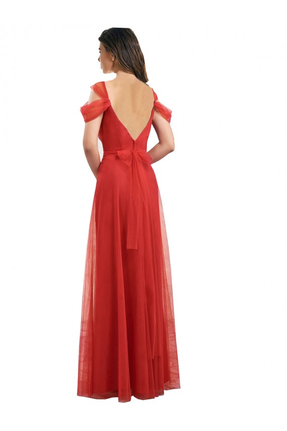 A-Line Sweetheart Tulle Long Red Formal Dress / Bridesmaid Dress Sydney