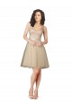 A-Line V-Neck Tulle & Lace Knee Length Champagne Bridesmaid Dress Sydney