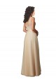 A-Line V-Neck Tulle & Lace Long Champagne Bridesmaid Dress Sydney