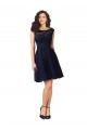 A-Line Bateau Neck Tulle & Lace Knee Length Dark Navy Bridesmaid Dress Sydney