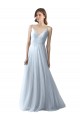 A-Line V-Neck Tulle Long Light Sky Blue Bridesmaid Dress Sydney