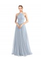 A-Line Halter Neck Tulle Long Light Sky Blue Bridesmaid Dress Sydney