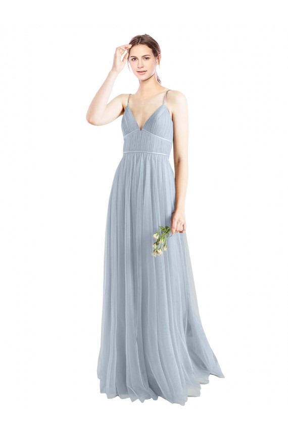 A-Line V-Neck Tulle Long Light Sky Blue Evening Dress / Bridesmaid Dress Sydney