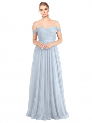 A-Line Strapless Tulle Long Light Sky Blue Bridesmaid Dress Sydney