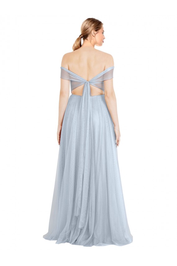 A-Line Strapless Tulle Long Light Sky Blue Bridesmaid Dress Sydney