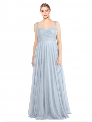 A-Line Sweetheart Tulle Long Light Sky Blue Bridesmaid Dress Sydney