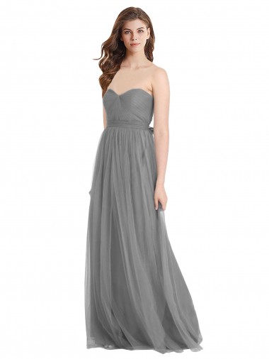 A-Line Sweetheart Tulle Long Slate Grey Bridesmaid Dress Sydney