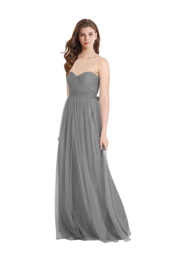 A-Line Sweetheart Tulle Long Slate Grey Bridesmaid Dress Sydney