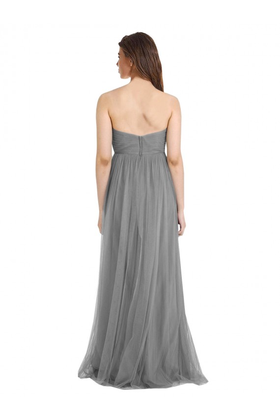 A-Line Sweetheart Tulle Long Slate Grey Bridesmaid Dress Sydney