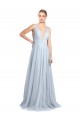 A-Line V-Neck Tulle Long Floor Length Light Sky Blue Bridesmaid Dress Sydney