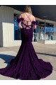 Sheath V-Neck Velvet Sequins Court Train Plum Purple Velvet Sequin Prom Dress / Evening Dress Sydney