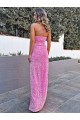 Sheath Halter Neck Velvet Sequins Long Shown Color Velvet Sequin Prom Dress / Evening Dress Sydney