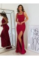 Sheath Square Neck Velvet Sequins Long Burgundy Velvet Sequin Prom Dress / Evening Dress Sydney