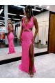 Sheath V-Neck Velvet Sequins Long Sweep Train Shown Color Velvet Sequin Evening Dress Sydney