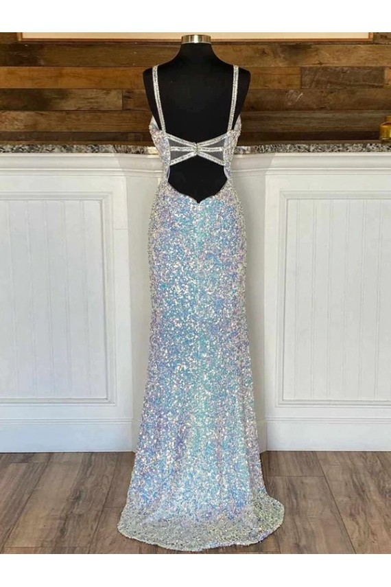 Sheath V-Neck Velvet Sequins Sweep Train Velvet Sequin Prom Dress / Evening Dress Sydney