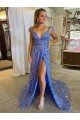 A-Line V-Neck Velvet Sequins Court Train Shown Color Velvet Sequin Prom Dress / Evening Dress Sydney