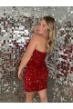 Sheath Sweetheart Velvet Sequins Short Burgundy Velvet Sequin Prom Dress Sydney