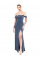 A-Line Strapless Stretch Velvet Long Dusty Blue Prom Dress / Bridesmaid Dress Sydney