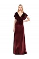 A-Line V-Neck Stretch Velvet Long Burgundy Prom Dress / Bridesmaid Dress Sydney