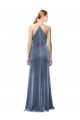 A-Line Cowl Neck Stretch Velvet Long Dusty Blue Prom Dress / Bridesmaid Dress Sydney