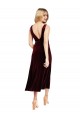 A-Line V-Neck Stretch Velvet Midi Length Burgundy Prom Dress / Bridesmaid Dress Sydney