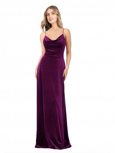 A-Line V-Neck Stretch Velvet Long Grape Formal Evening Gown / Prom Dress / Bridesmaid Dress Sydney