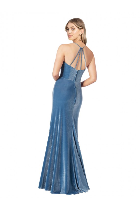 Sheath Jewel Neck Stretch Velvet Long Black Formal Evening Gown / Prom Dress / Bridesmaid Dress Sydney
