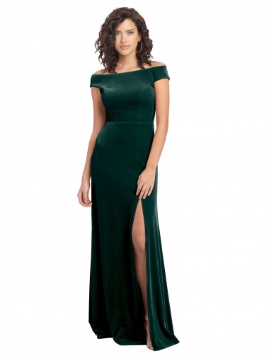 A-Line Square Neck Stretch Velvet Long Dark Green Formal Evening Gown / Prom Dress / Bridesmaid Dress Sydney