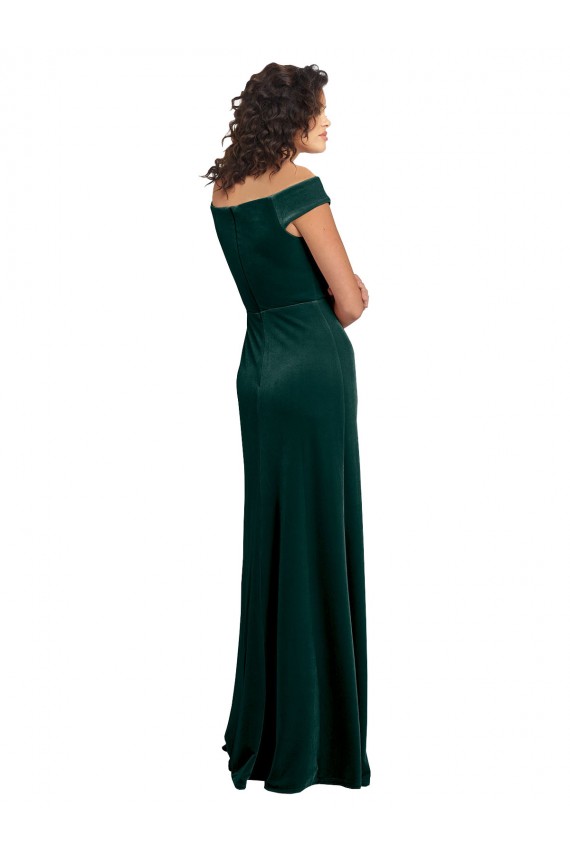 A-Line Square Neck Stretch Velvet Long Dark Green Formal Evening Gown / Prom Dress / Bridesmaid Dress Sydney