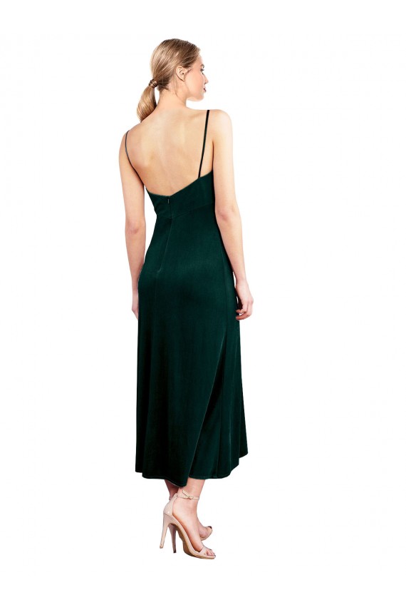A-Line Cowl Neck Stretch Velvet Midi Length Dark Green Prom Dress / Bridesmaid Dress Sydney