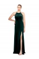 A-Line Jewel Neck Stretch Velvet Long Dark Green Prom Dress / Bridesmaid Dress Sydney