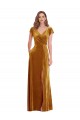 Sheath V-Neck Stretch Velvet Long Gold Formal Evening Gown / Prom Dress / Bridesmaid Dress Sydney