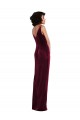 Sheath V-Neck Stretch Velvet Long Burgundy Semi Formal Evening Dress / Prom Dress / Bridesmaid Dress Sydney