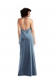 Sheath Cowl Neck Stretch Velvet Long Dusty Blue Bridesmaid Dress / Evening Dress Sydney