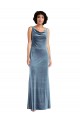 Sheath Cowl Neck Stretch Velvet Long Dusty Blue Evening Dress / Bridesmaid Dress Sydney