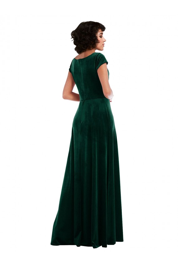 A-Line Cowl Neck Stretch Velvet Long Dark Green Black Tie Evening Gown / Prom Dress / Bridesmaid Dress Sydney