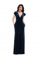 A-Line V-Neck Stretch Velvet Long Dark Navy Formal Dress / Bridesmaid Dress Sydney