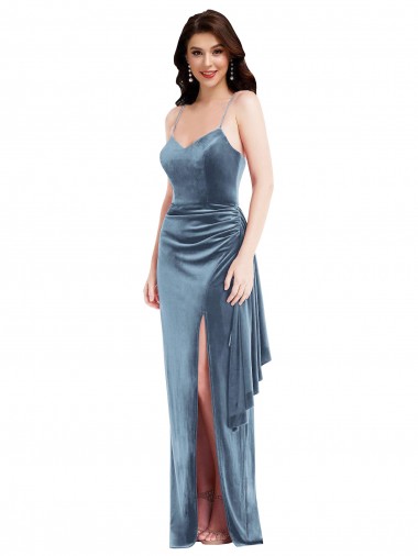 Trumpet Sweetheart Stretch Velvet Long Dusty Blue Formal Evening Gown / Prom Dress / Bridesmaid Dress Sydney