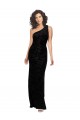Sheath One Shoulder Floral Velvet & Stretch Velvet Long Black Bridesmaid Dress Sydney