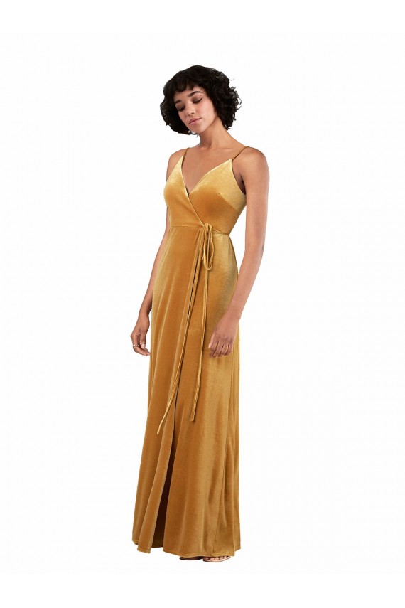 Column V-Neck Stretch Velvet Long Gold Black Tie Evening Gown / Prom Dress / Bridesmaid Dress Sydney