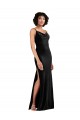 Column Cowl Neck Stretch Velvet Long Black Black Tie Evening Gown / Prom Dress / Bridesmaid Dress Sydney