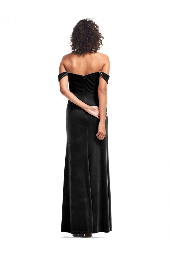 A-Line Strapless Stretch Velvet Long Black Formal Evening Gown / Prom Dress / Bridesmaid Dress Sydney